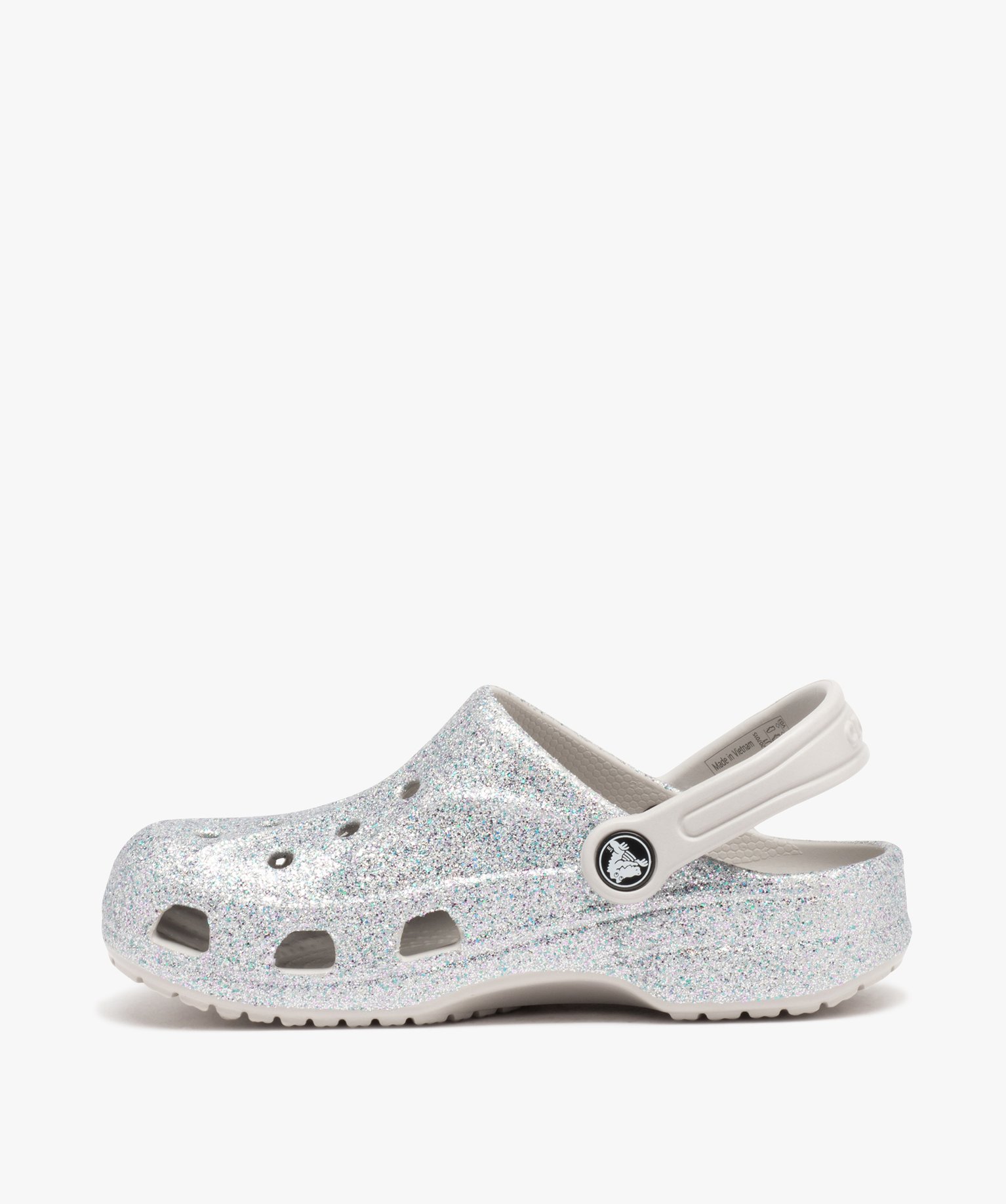 Sabots souples fille dessus perforé à paillettes - Crocs argent | GEMO