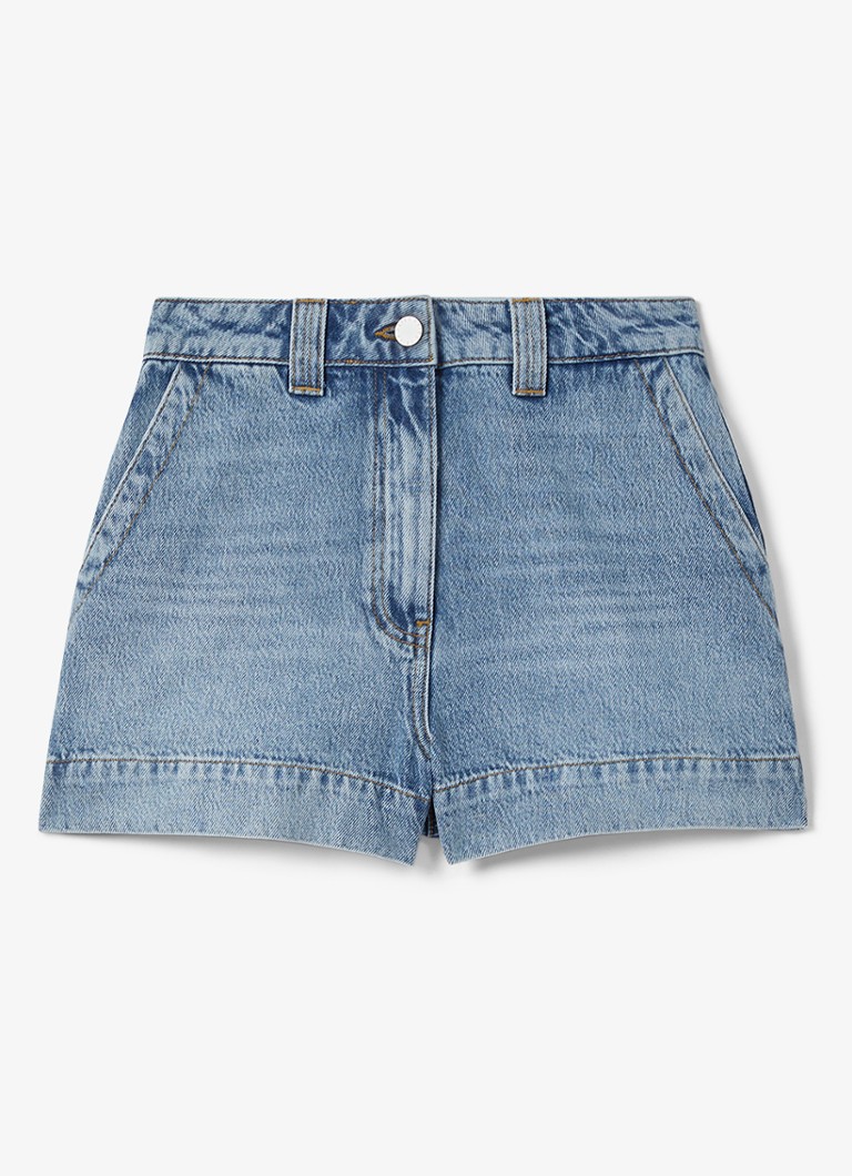 Pantaloni scurți din denim cu talie înaltă și croială dreaptă Reiss Olive