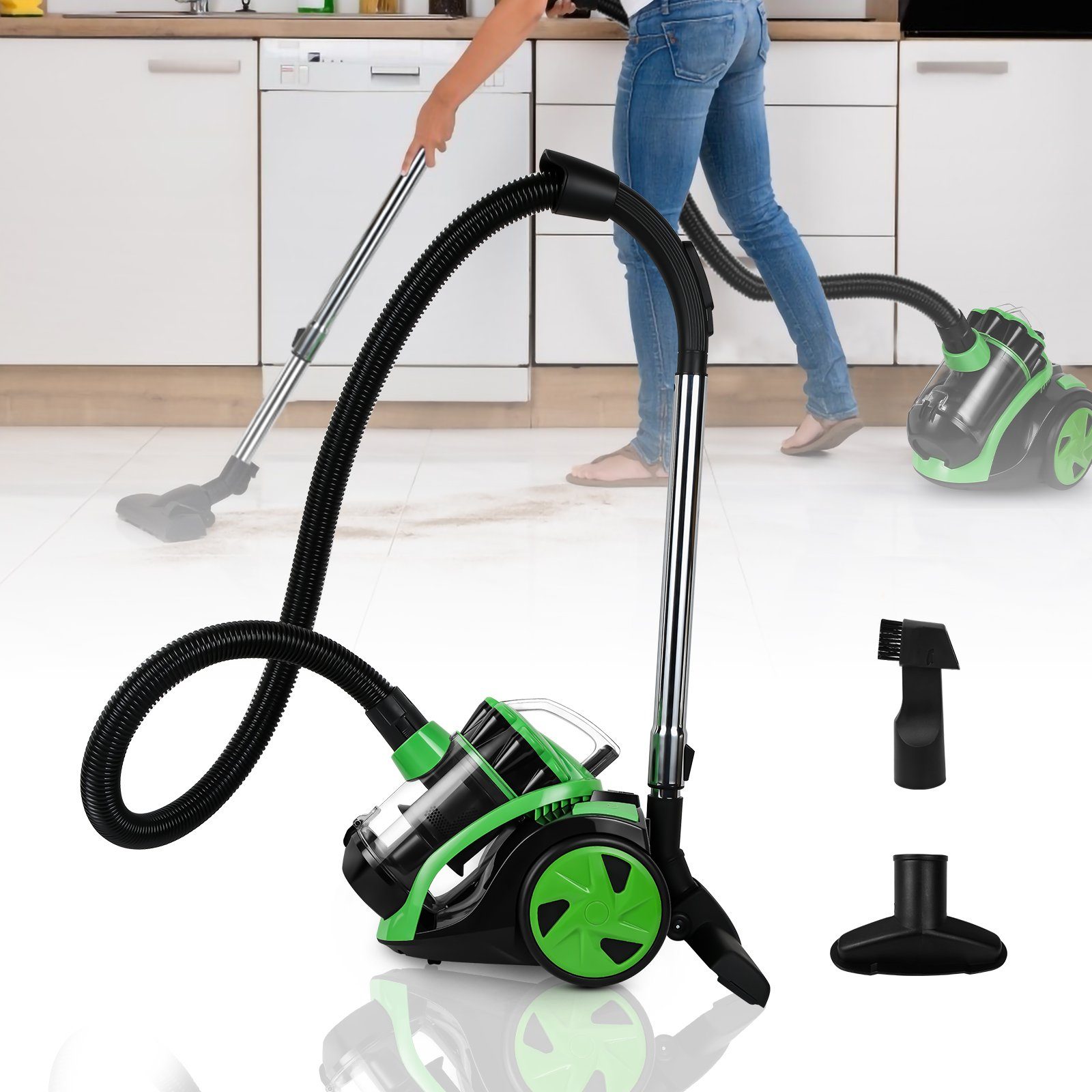 Lospitch Bodenstaubsauger Staubsauger Beutellos Bodenstaubsauger Zyklon Sauger 3 Tipps HEPA 900W, 899 W, beutellos