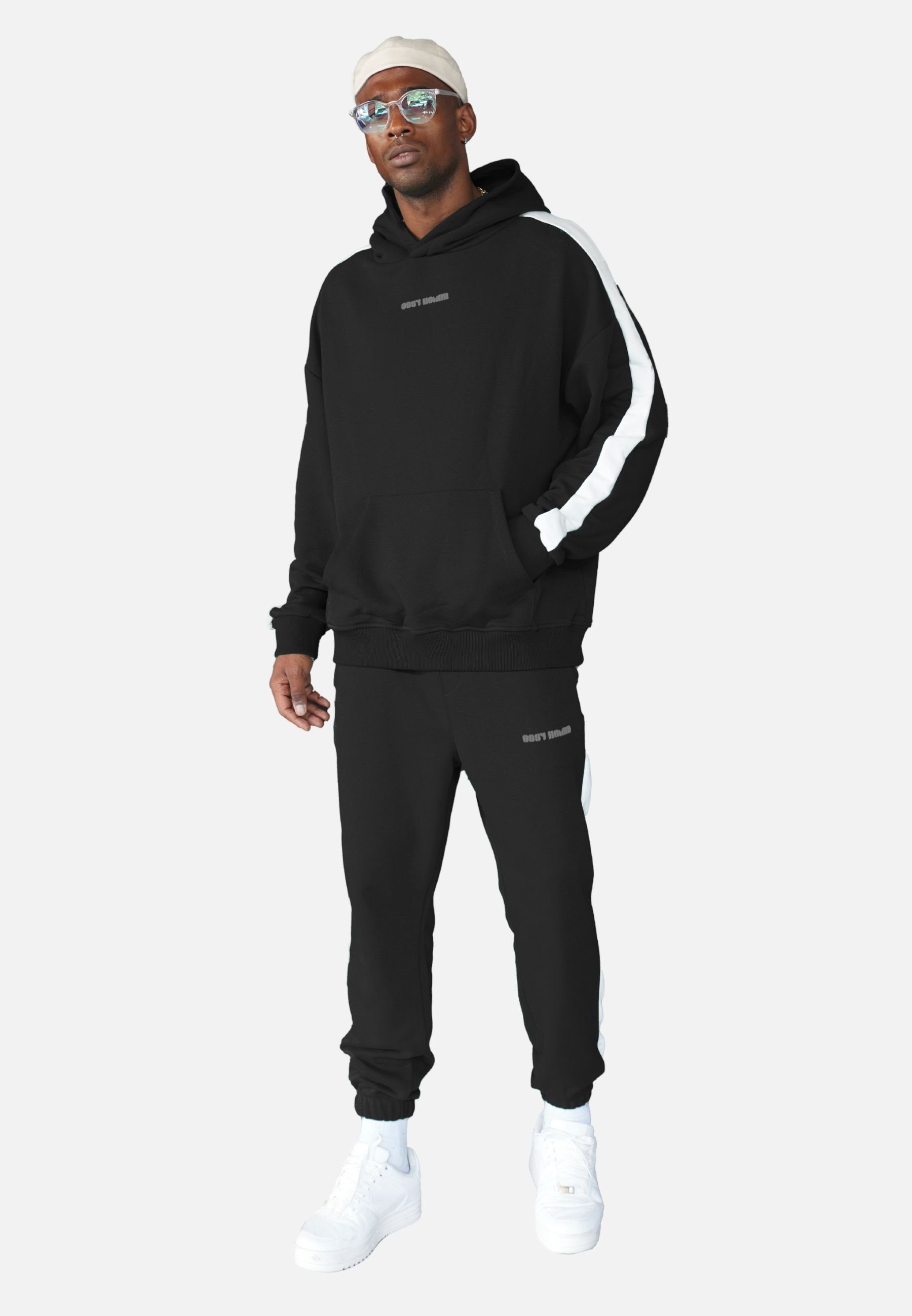 COFI Casuals Jogginganzug Set Baumwolle Jogger Hoodie Stripe Kleidung Unisex