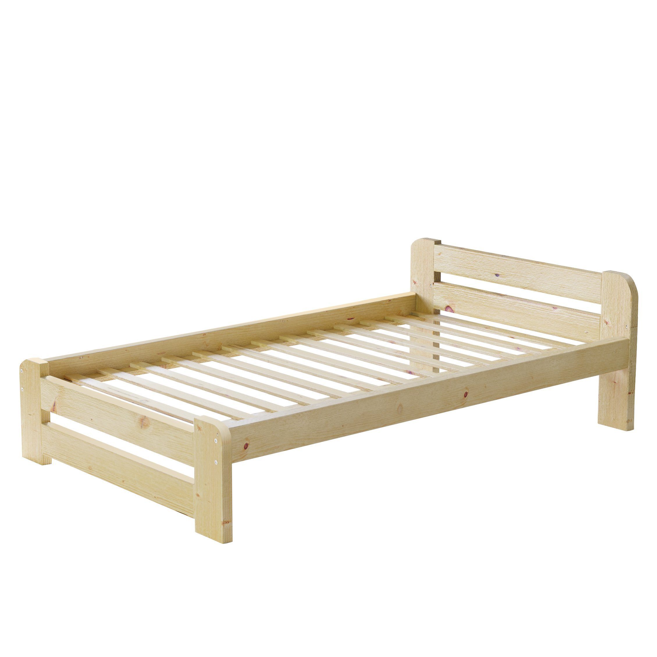 Furnify Holzbett Holzbett futtonbett bettgestell bett natur 90x200 Ohne Matratze