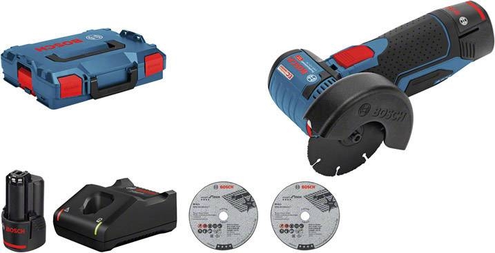 Polizor unghiular fără fir Bosch Blue 06019F200B GWS 12V-76 12V 3.0Ah Li-Ion în L-Boxx