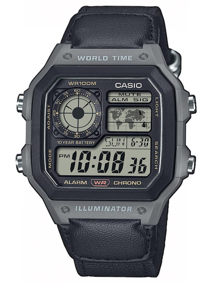 Casio Herren-Armbanduhr Digital mit Stoffband Anthrazit günstig kaufen onesize