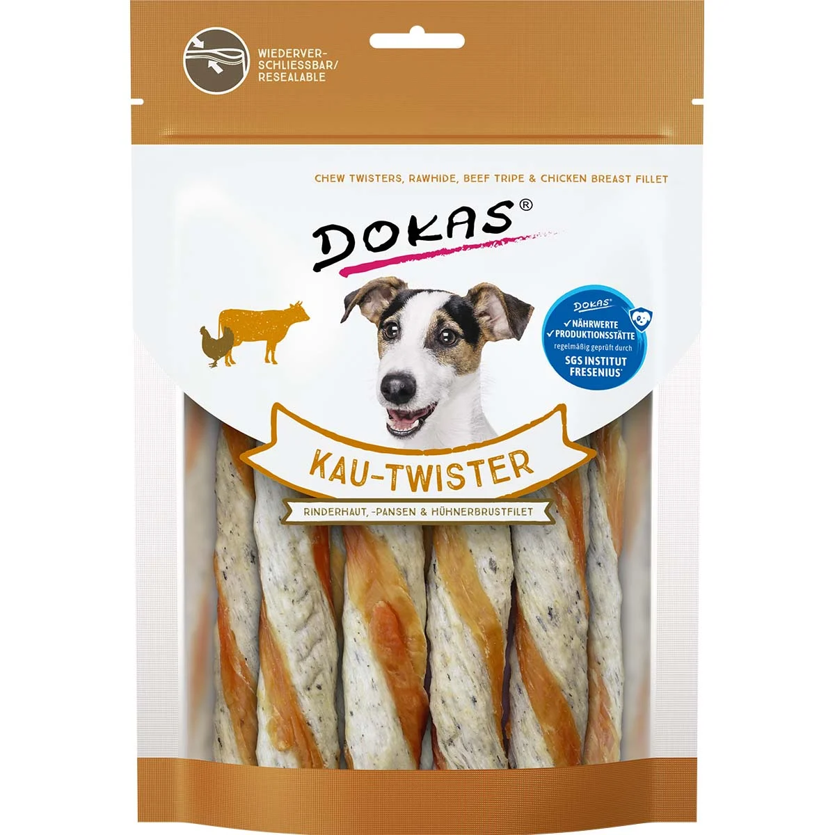 Dokas Kau-Twister Rinderhaut, Pansen & Hühnerbrustfilet