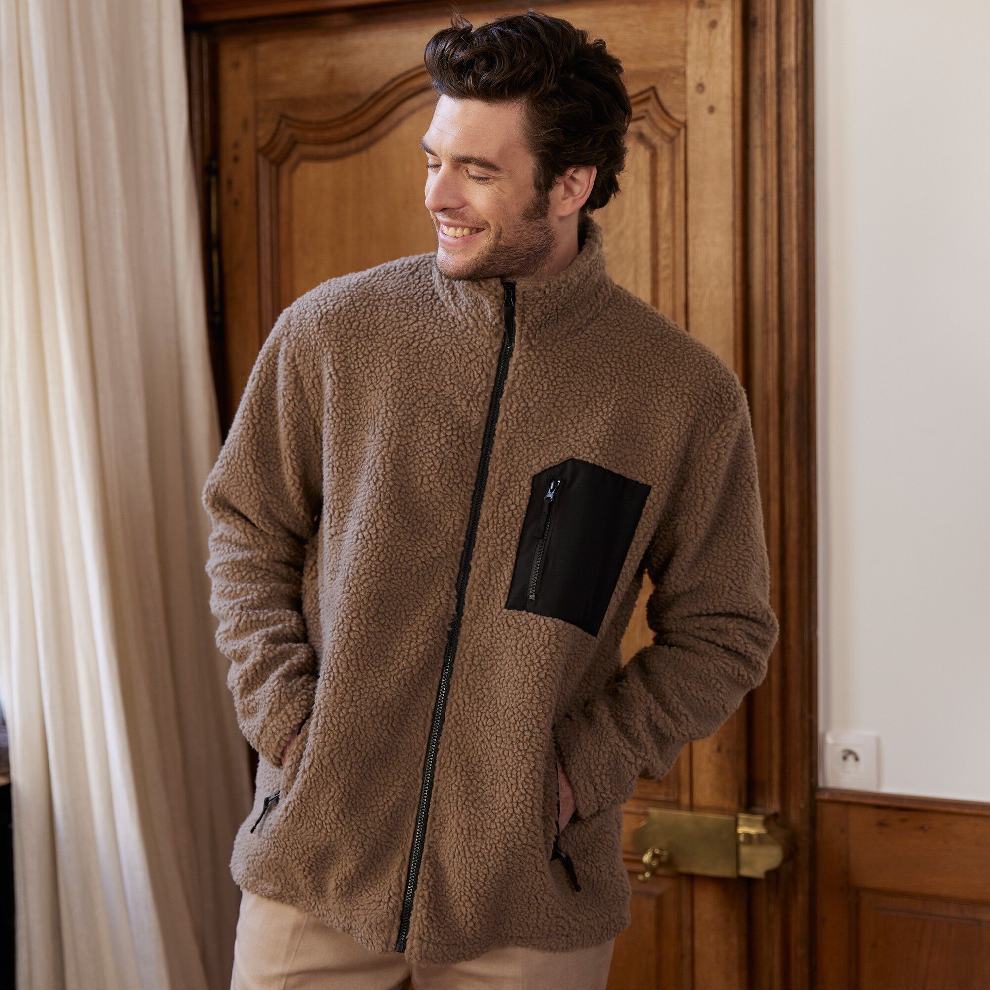 Veste chaude zippée maille peluche