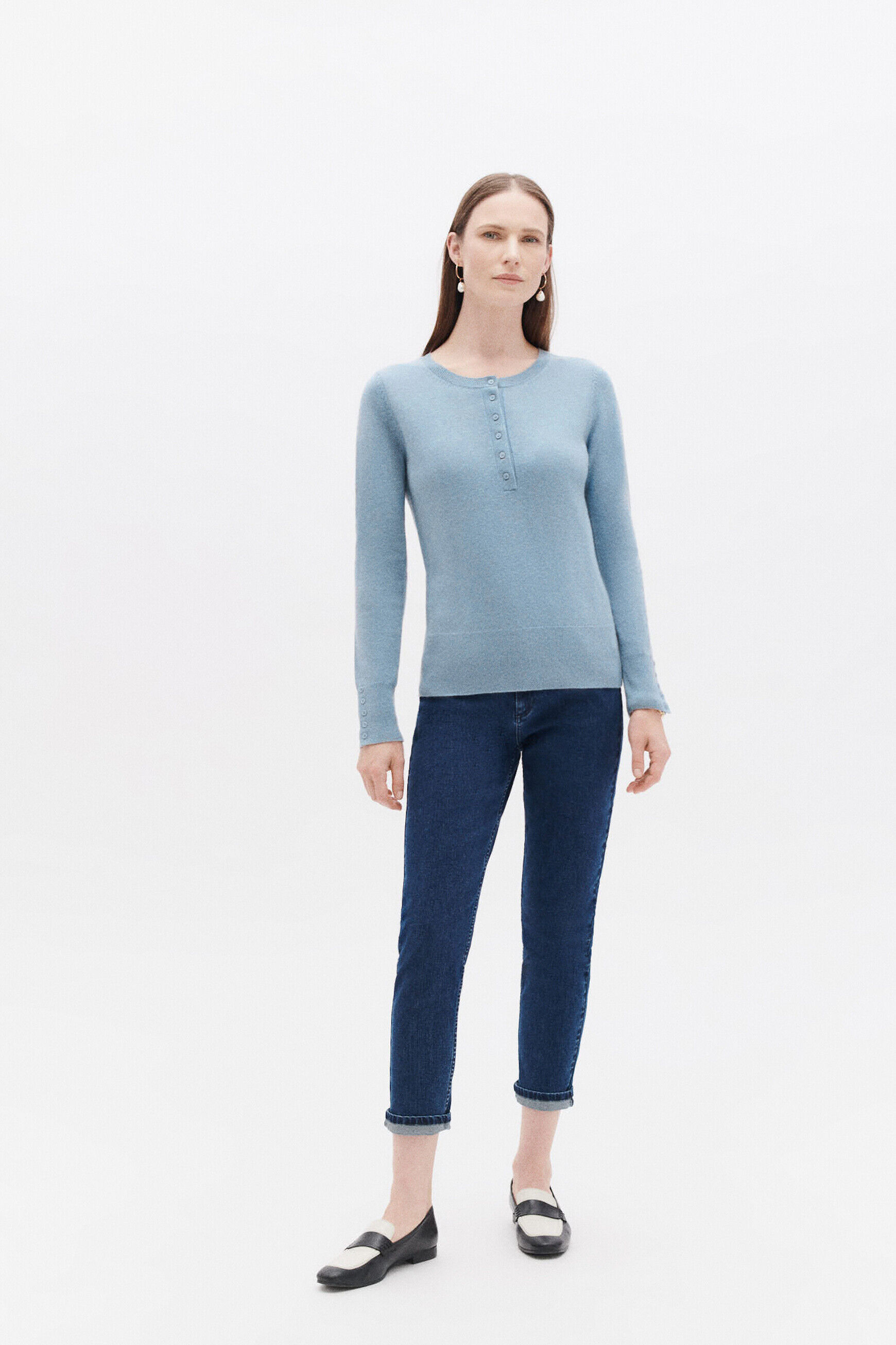 Pull maoni bleu ciel femme