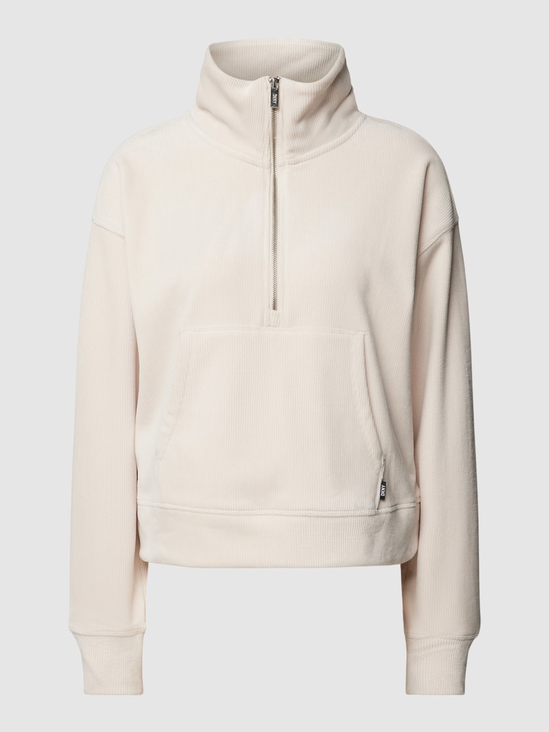 Sweatshirt mit kurzem Reißverschluss Modell 'TECH VELOUR' in stein