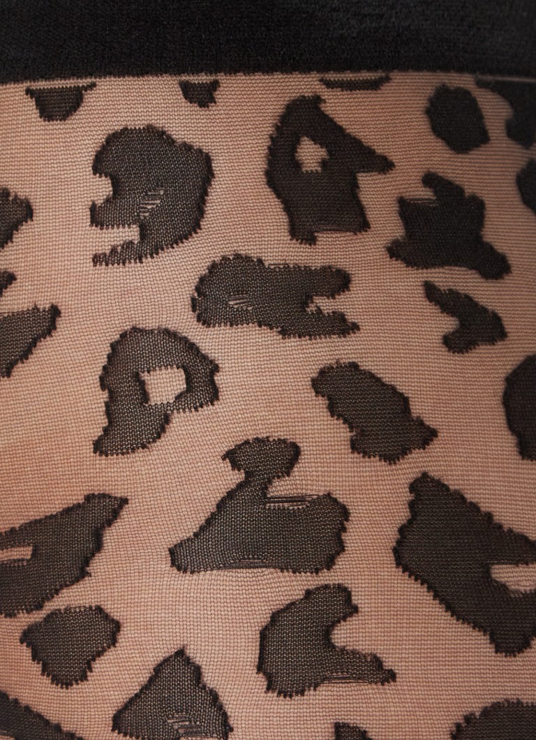 Punčocháče MarcMarcs s leopardím potiskem v 20denierové černé barvě