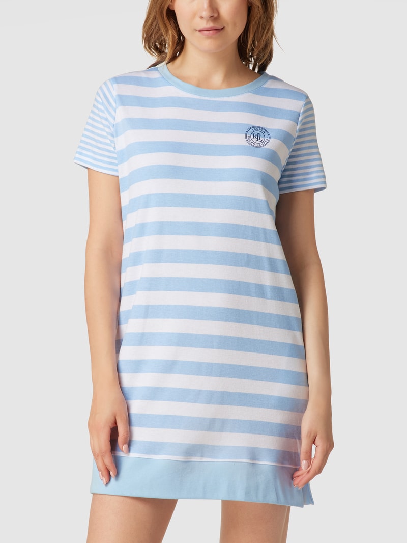 Nachthemd mit Label-Print in blau