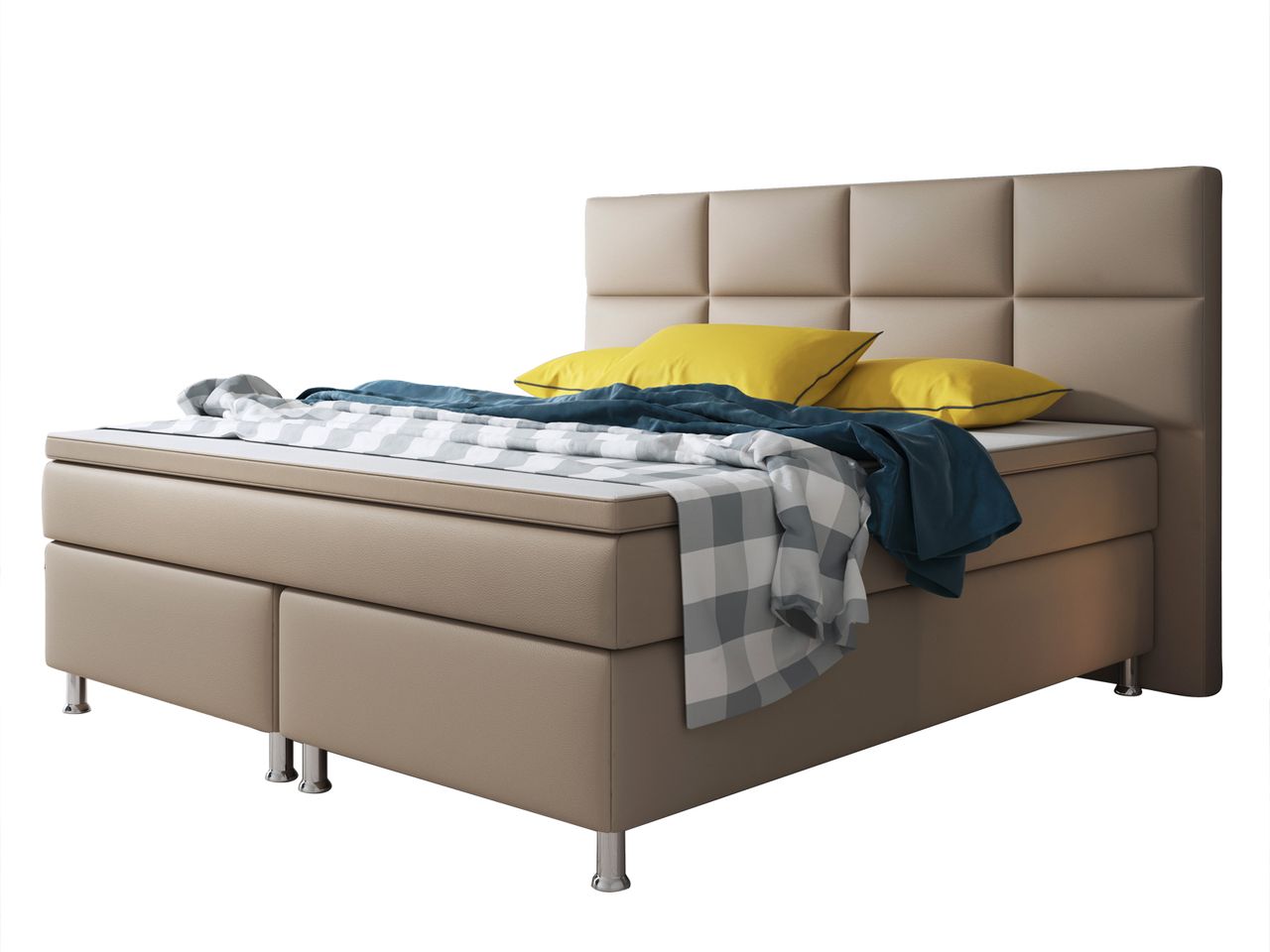 IHG Boxspringbett Miami 180x200 cm Kunstleder Muddy