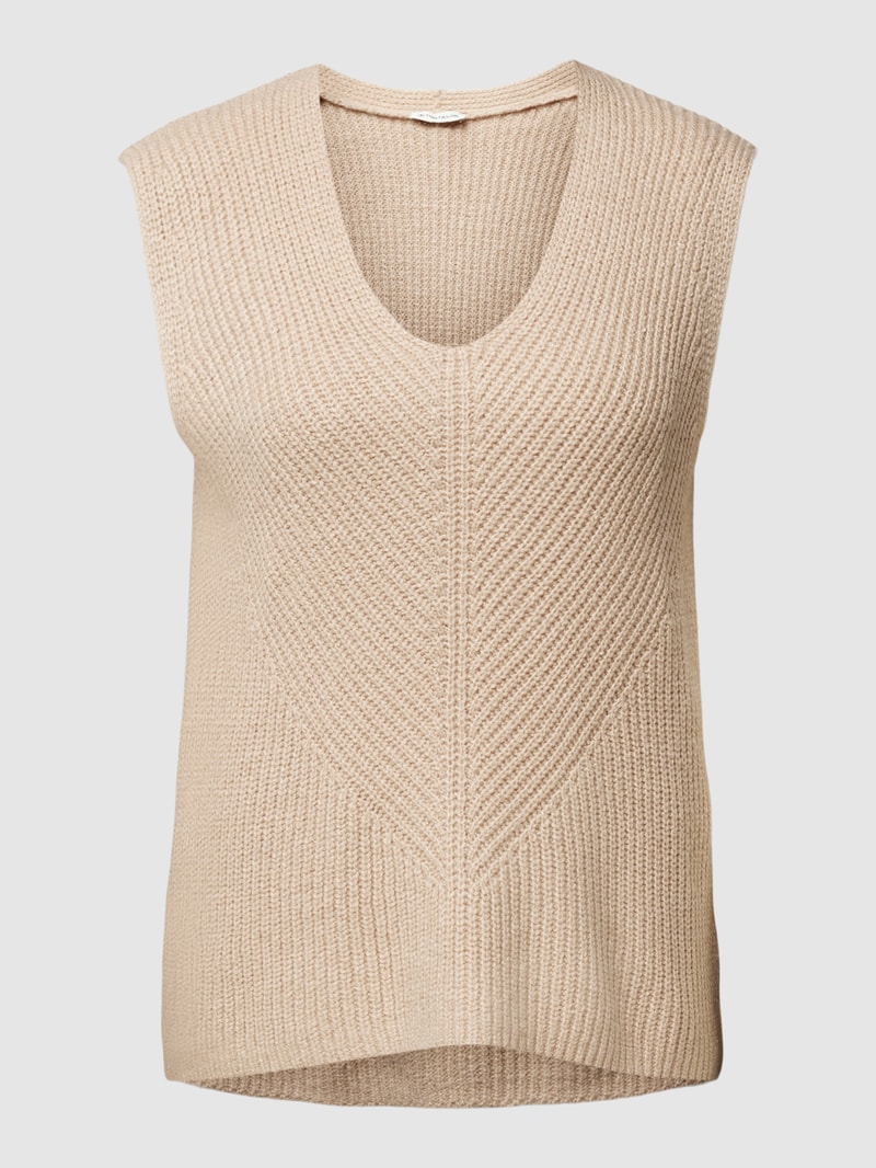 Pullunder in unifarbenem Design mit V-Ausschnitt in beige meliert