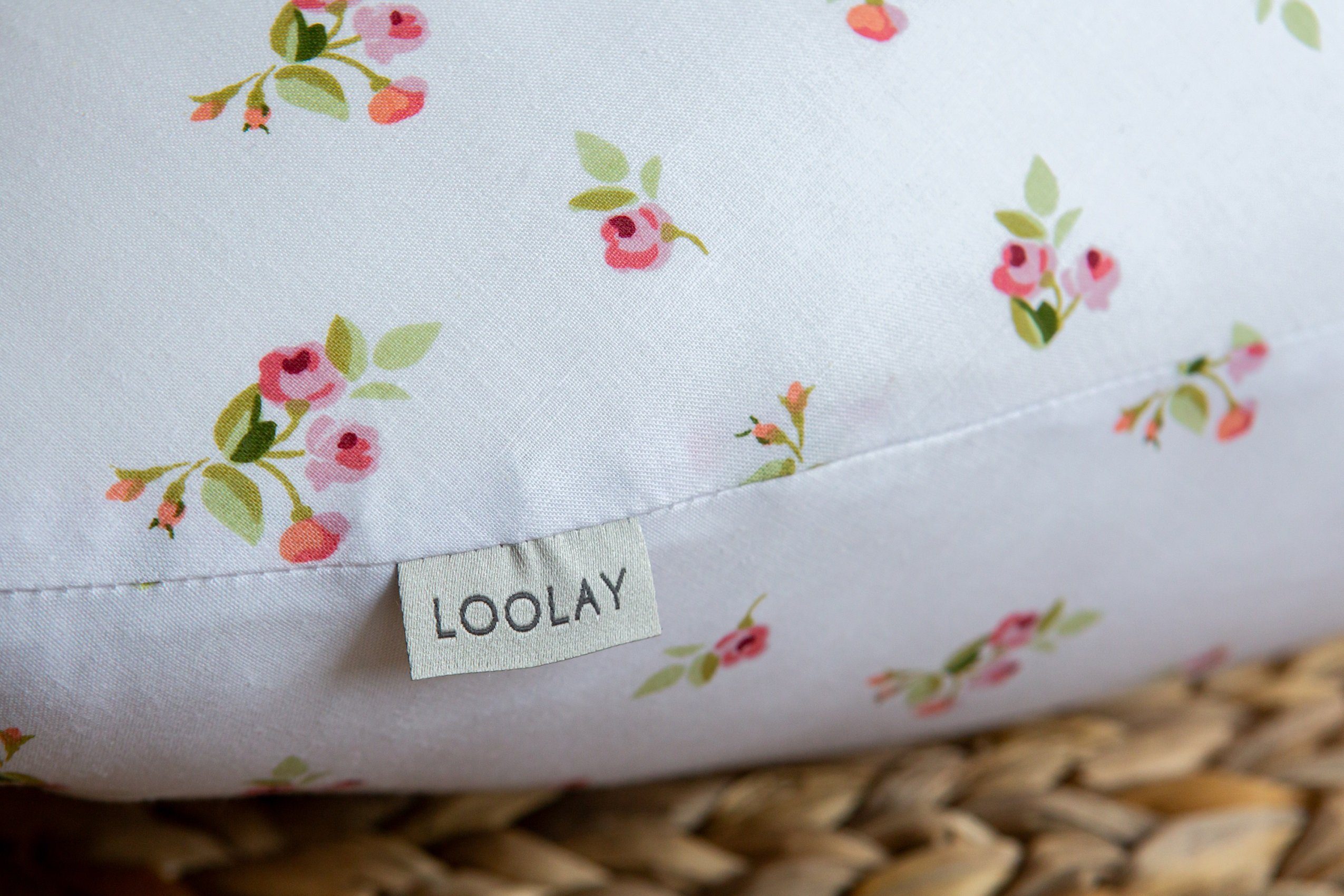 Loolay Seitenschläferkissen Premiere! ROSE Baumwolle Schwangerschaftskissen Seitenschläferkissen, MUSTER: Kleine ROSE; WEICH Füllung + 100% BIO-Baumwolle Kissenbezug, XXL 170 cm Stillkissen + Bezug mit Reißverschluss! PREMIUM Geschenk, LOOLAY® - 100%
