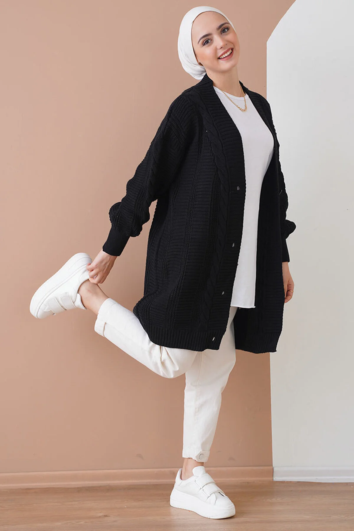 Bigdart  15768 Hijab-Strickjacke – Schwarz