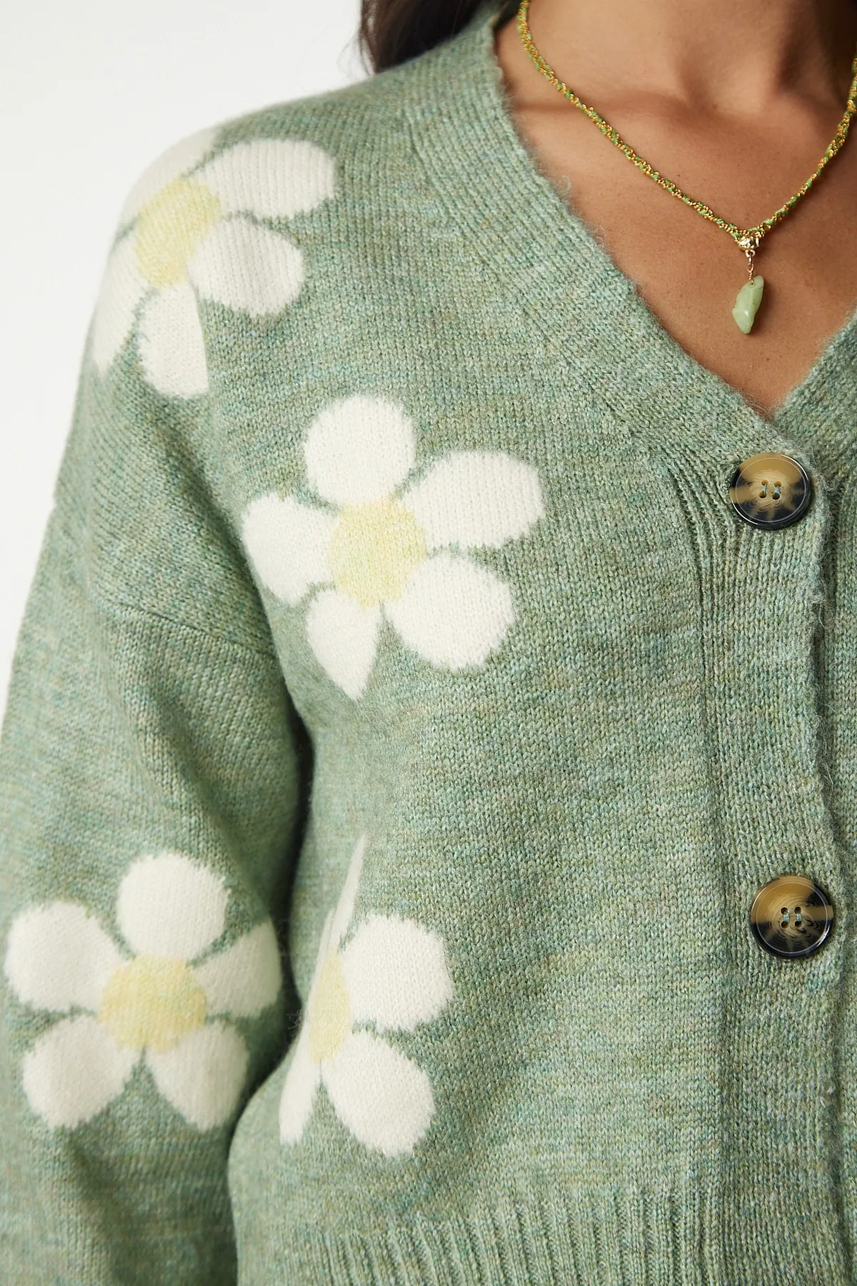 Happiness İstanbul  Strickjacke - Grün - Regular Fit