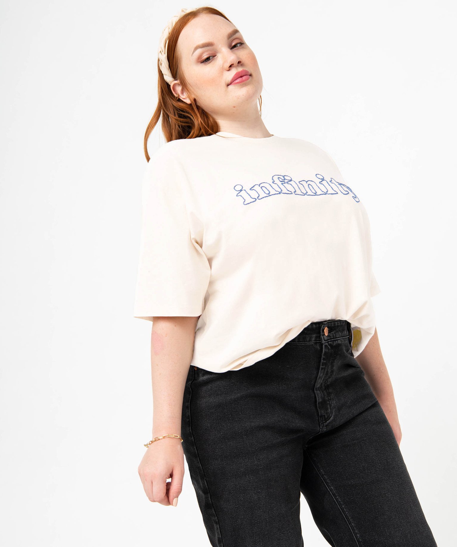 Tee-shirt à manches courtes avec message brodé femme grand... ecru | GEMO