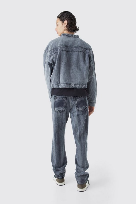 Kastige Moto-Jeansjacke