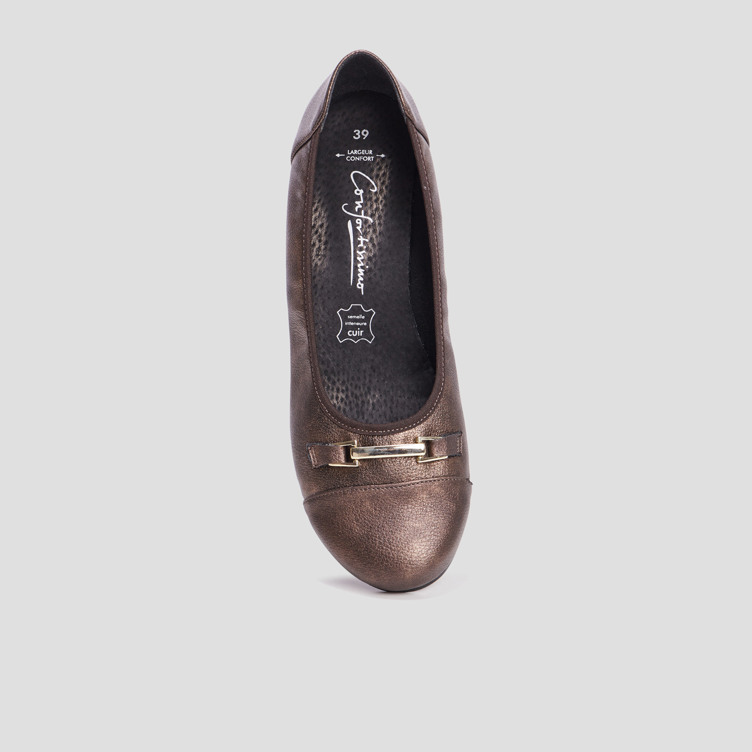 Ballerines à talons pied large marron foncé femme | La Halle