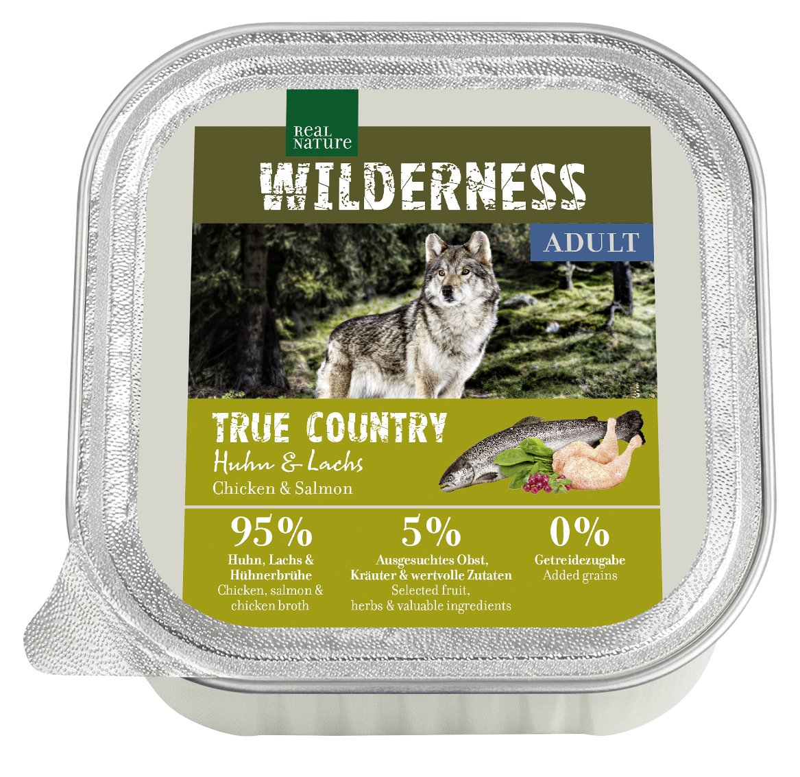 REAL NATURE Hundenassfutter REAL NATURE WILDERNESS Adult 16x100g Huhn & Lachs