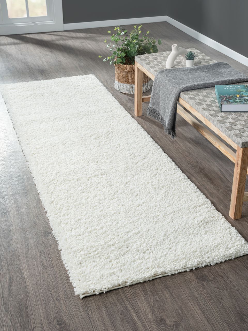 MyFlair Teppich Elodie, 80cm x 250cm, Farbe Weiß, rechteckig, Florhöhe 37mm