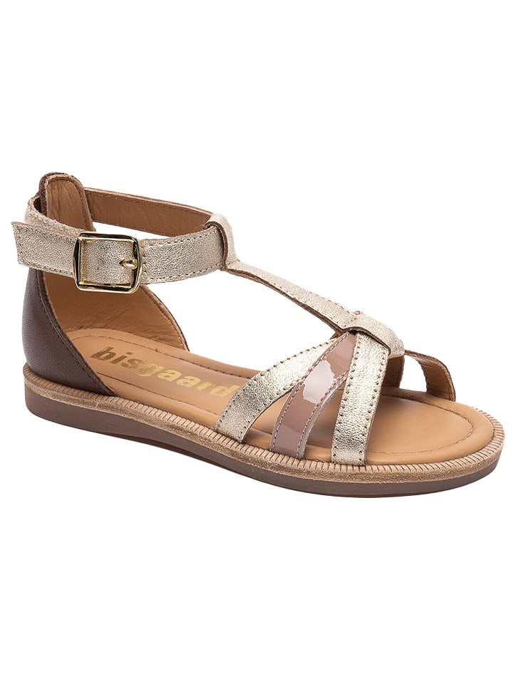 bisgaard Leder-Sandalen in Gold/ Braun günstig kaufen