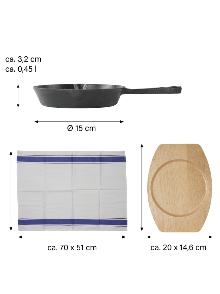 Stoneline Gusseisenpfanne | Emaille Bratpfanne in Schwarz | 15cm günstig kaufen 15 cm