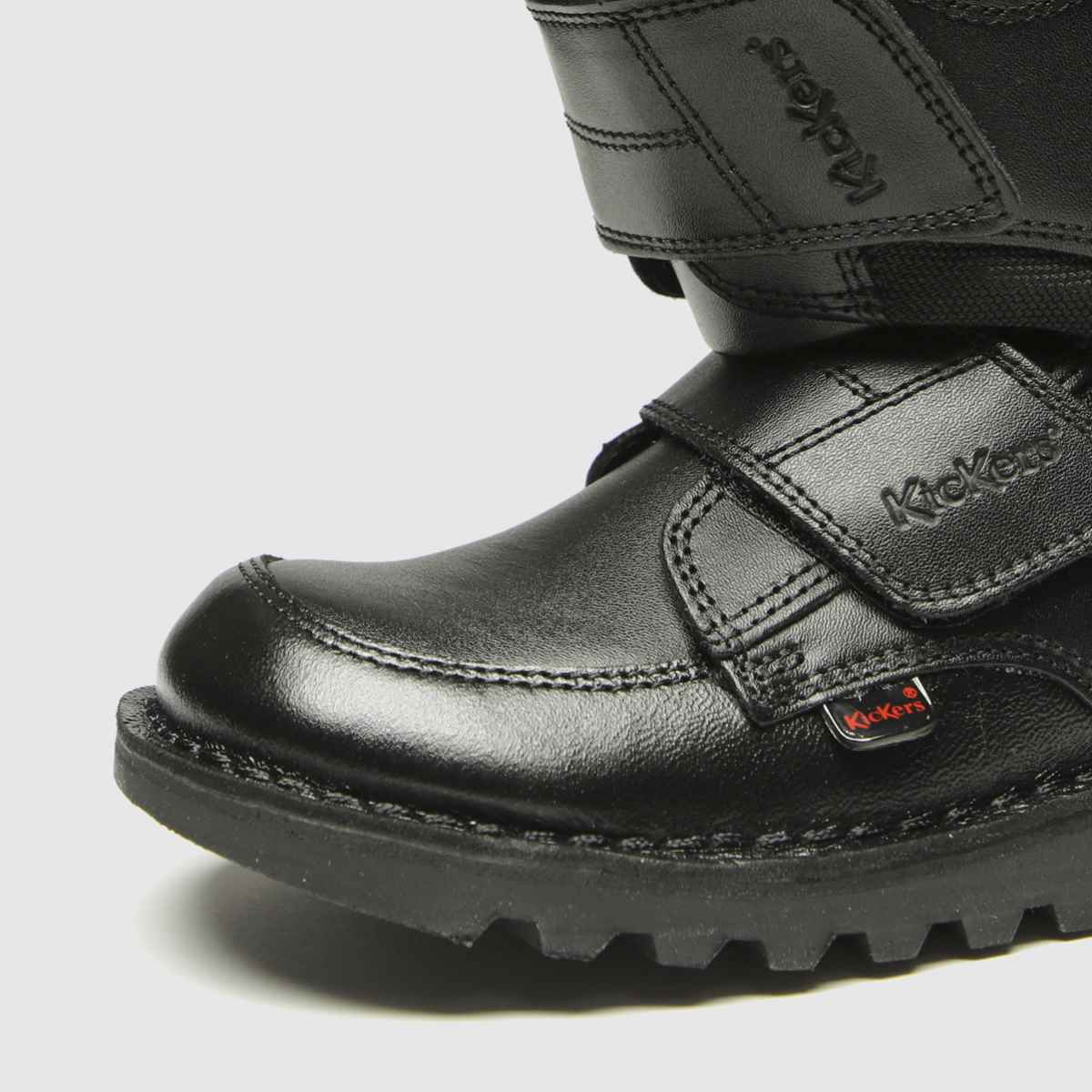 Kickers svarta scuff lo pojkar juniorskor