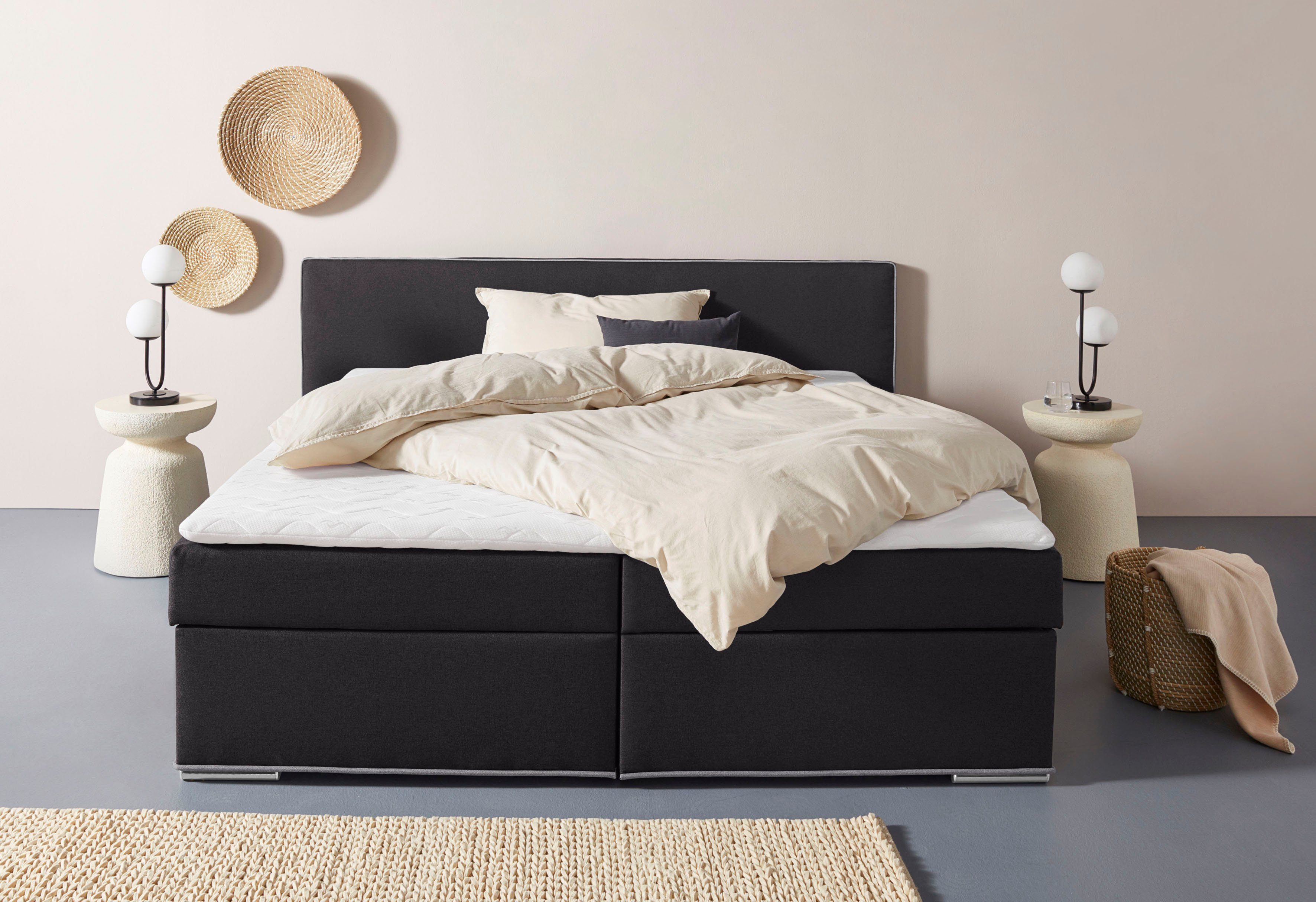 COLLECTION AB Boxbett Kreta, inklusive Topper bei Ausführung mit Matratze, H2, H3, H4