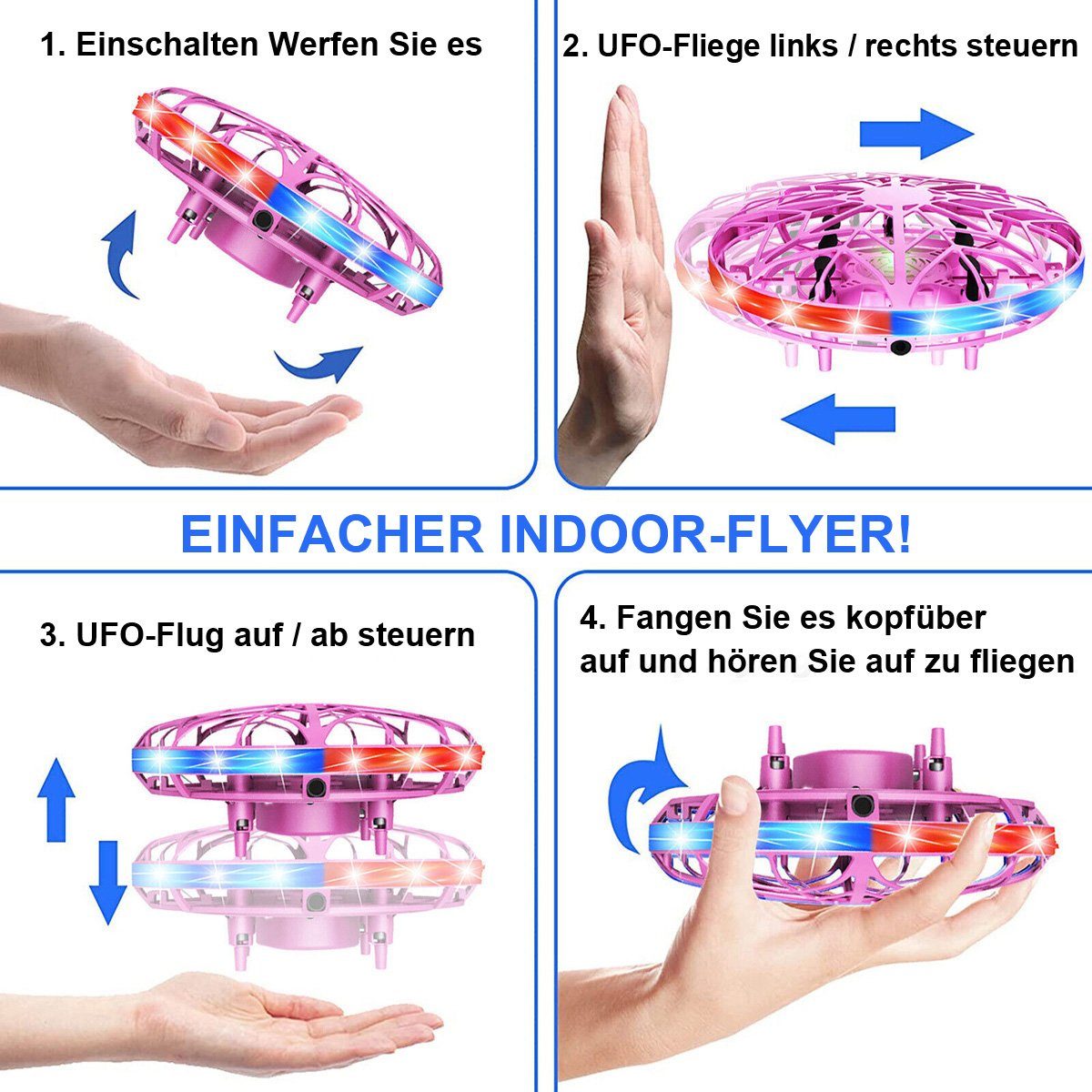 Yoyaxi LED-Handdrohne für Kinder–Leuchtendes Spielzeug für Jungen und Mädchen Drohne