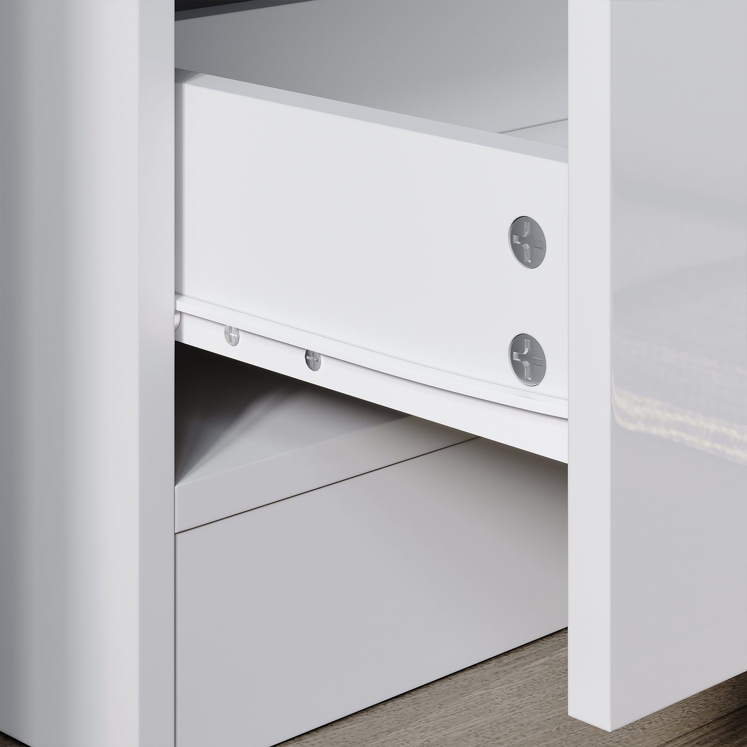 SONNI Nachtkonsole Nachttisch mit led beleuchtung,schublade 45x35xH46.5cm, Nachtkommode weiss hochglanz, 45cm breit