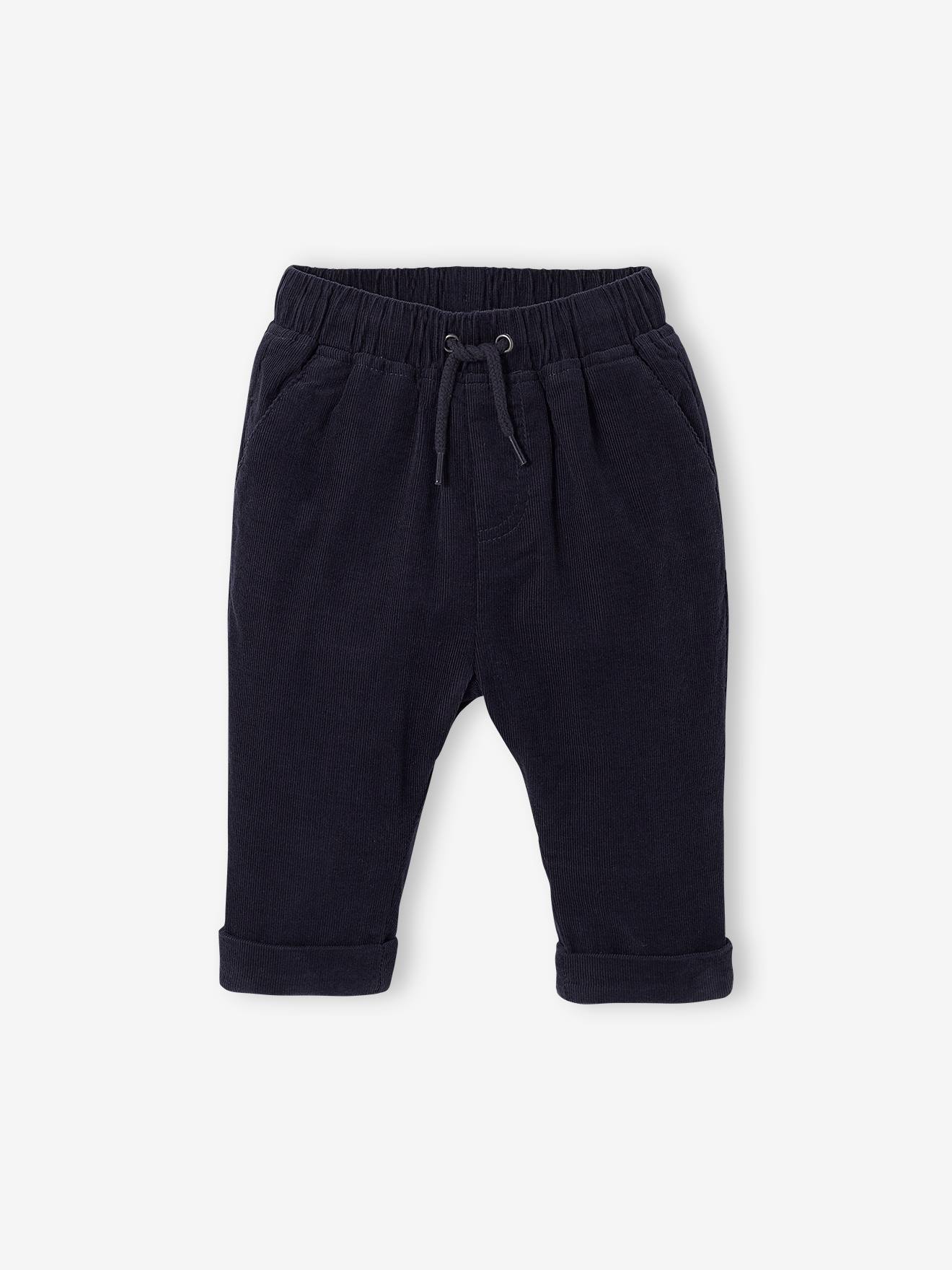 Ensemble bébé sweat + pantalon en velours chocolat rayé