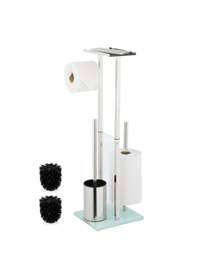 relaxdays WC Garnitur in Silber - (B)24 x (H)66 x (T)18 cm günstig kaufen onesize