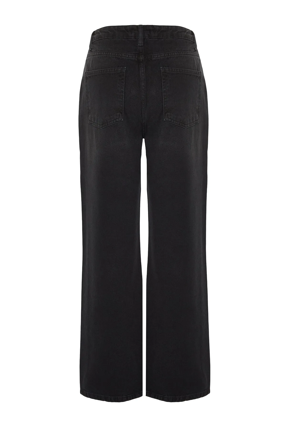 Trendyol Collection  Schwarze Petite-Jeans mit hoher Taille und weitem Bein TWOAW22JE0605