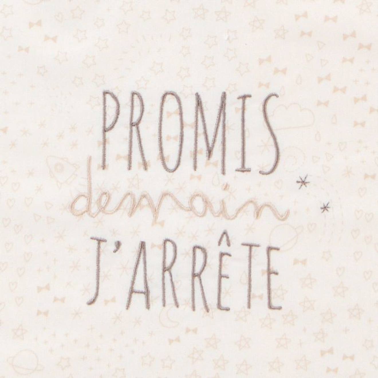 Bavoir élastiqué en coton bio* Demain J'arrête beige