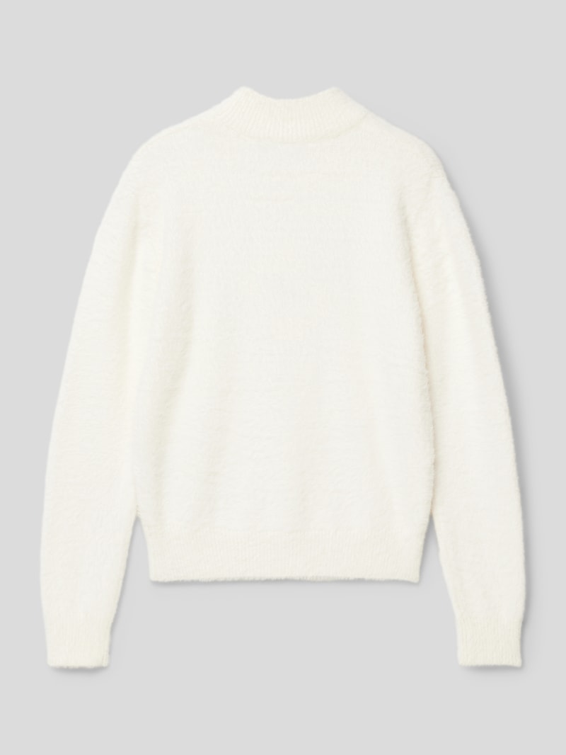 Strickpullover mit geripptem Rundhalsausschnitt in weiß