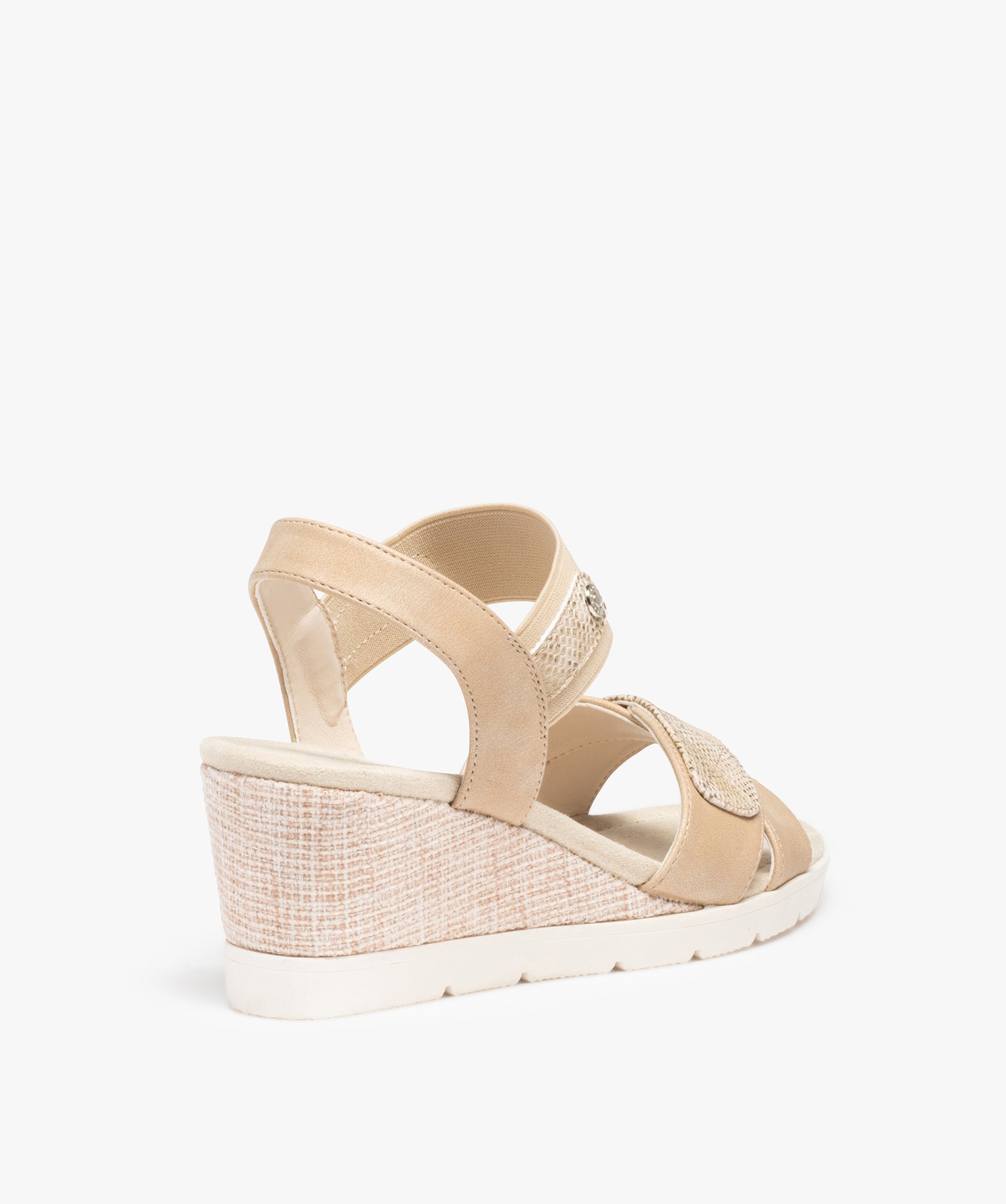 Sandales femme compensées à bride élastique or | GEMO
