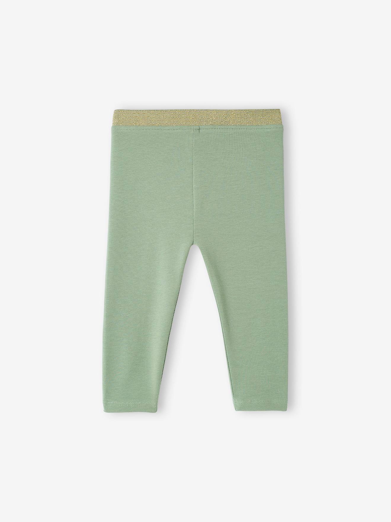 Legging bébé fille ceinture pailletée Oeko-Tex® vert de gris