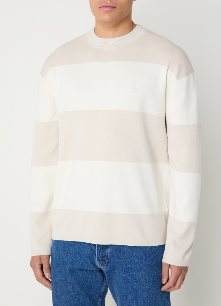 Calvin Klein Fine-knit sweater with stripe print and logo