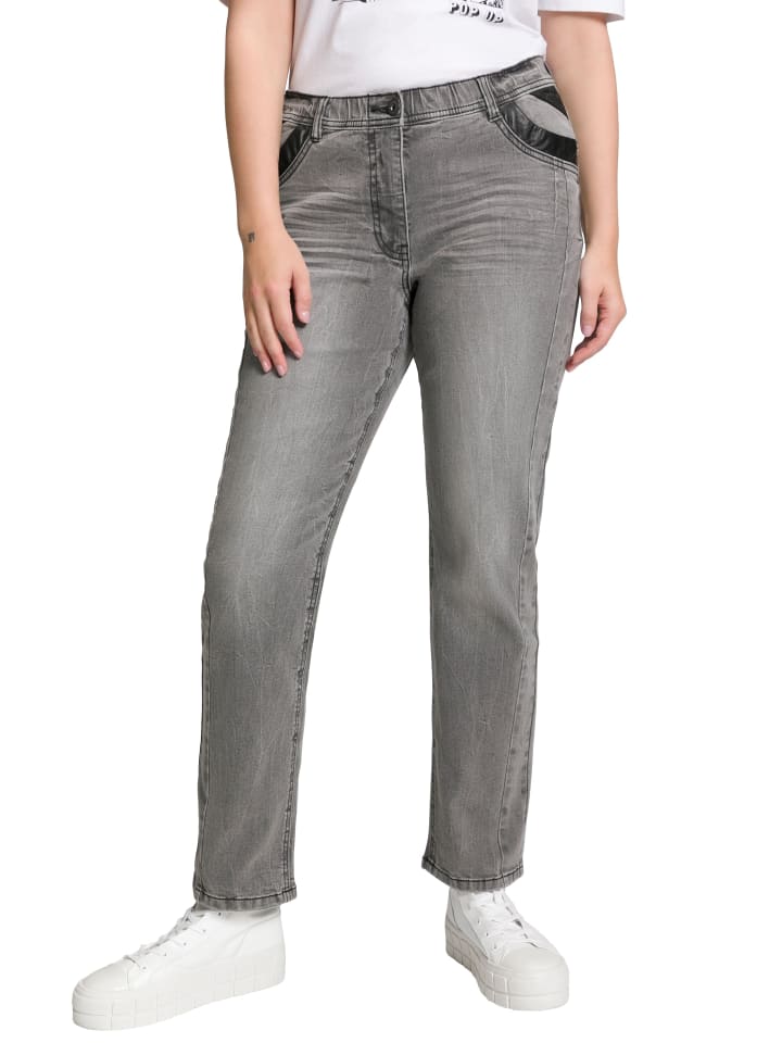 Ulla Popken Hose in grey denim günstig kaufen