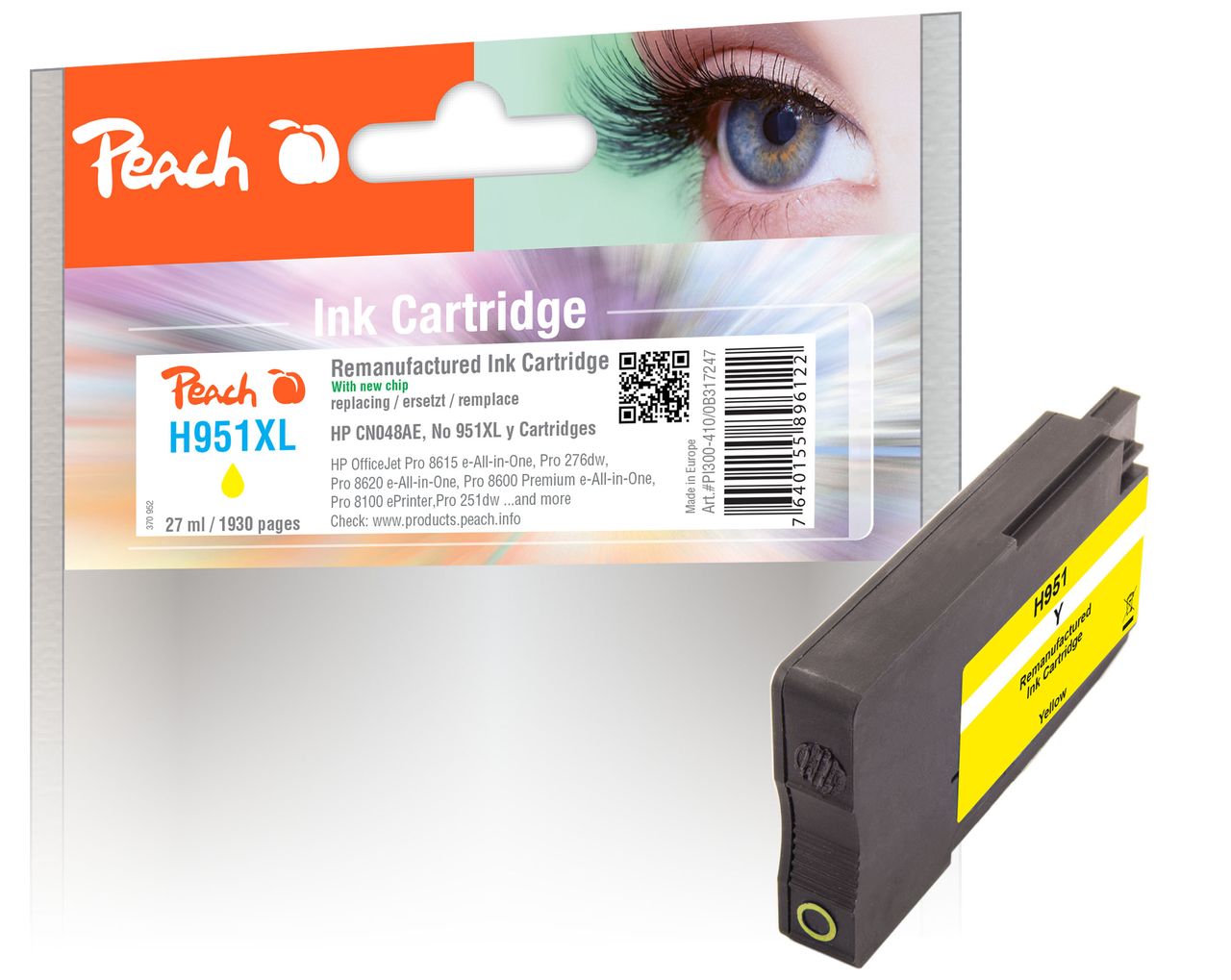 Peach Tintenpatrone gelb ersetzt HP No. 951XL y