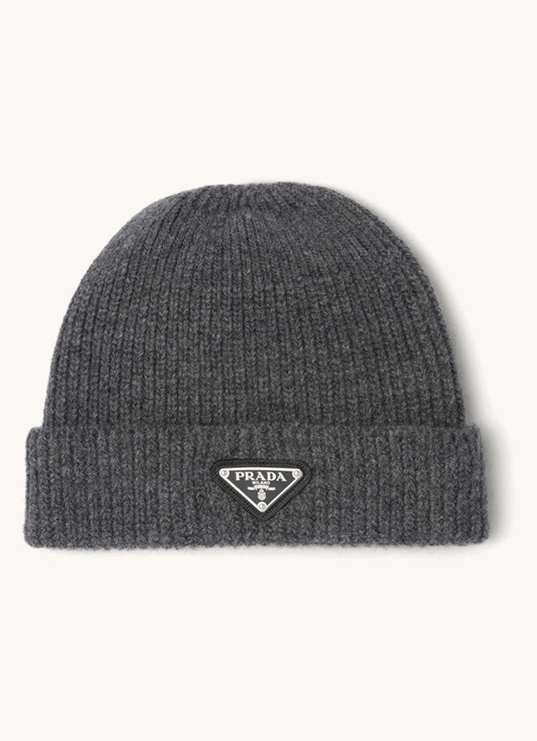 Prada Beanie in cashmere blend with logo