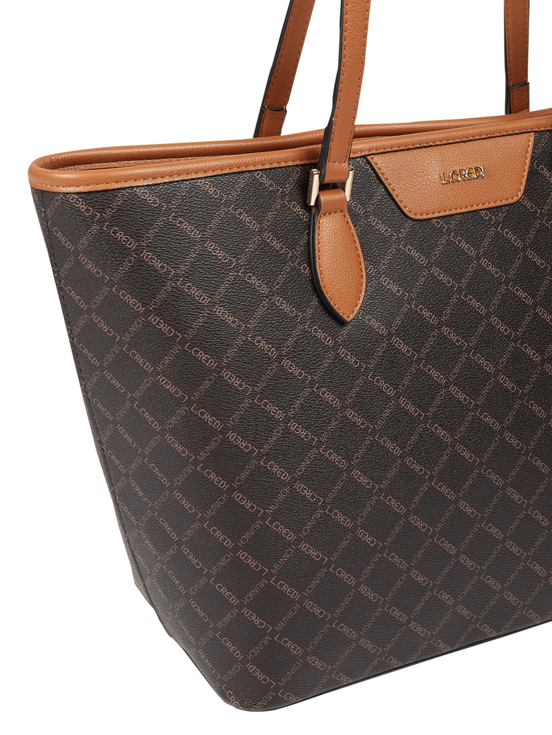Shopper mit Logo-Muster in mittelbraun