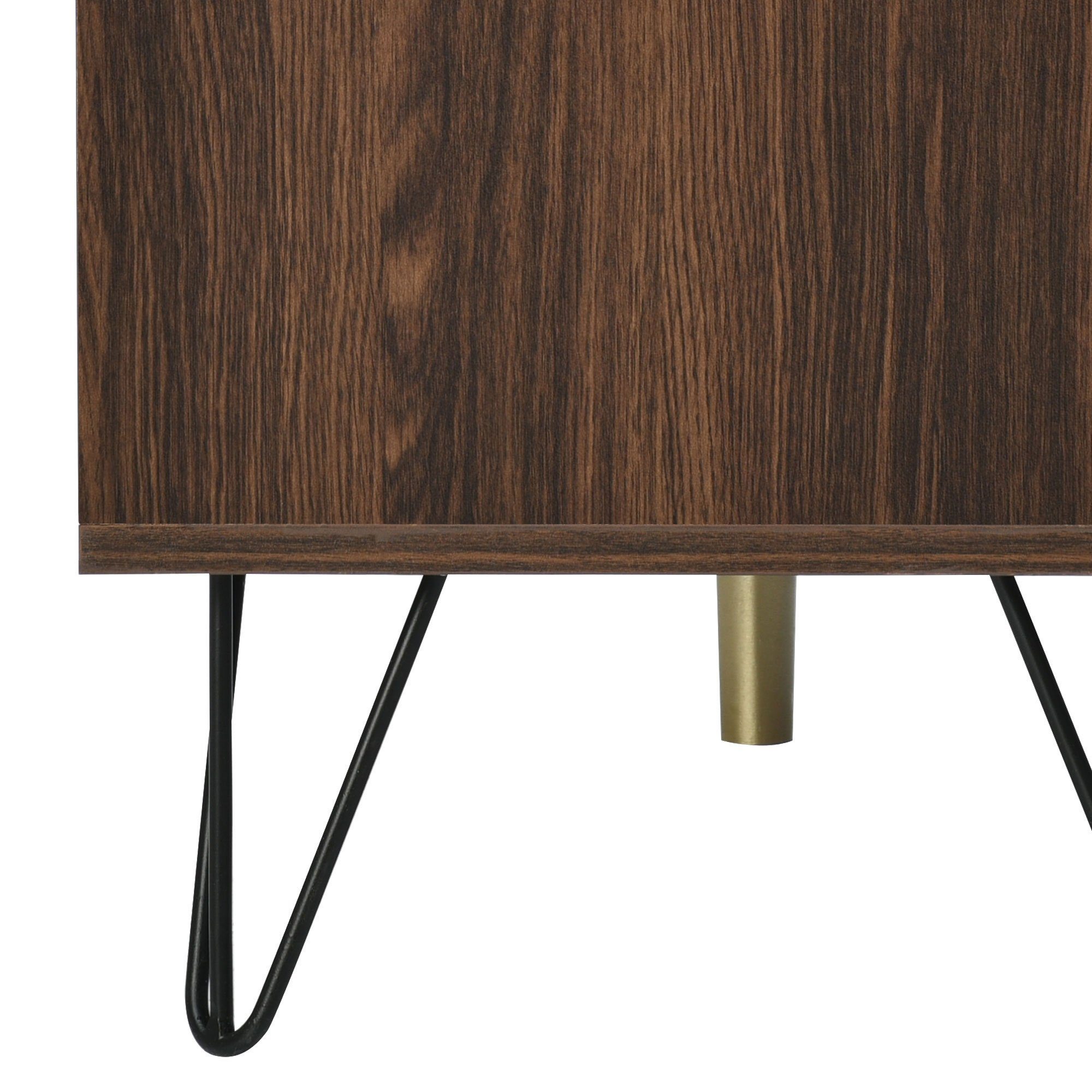 Merax Lowboard mit Fischgrätenmuster Dekor und Eisenfüße, TV-Schrank mit magnetischen Türen, Fernsehtisch, B/H/T: 160/48/38cm