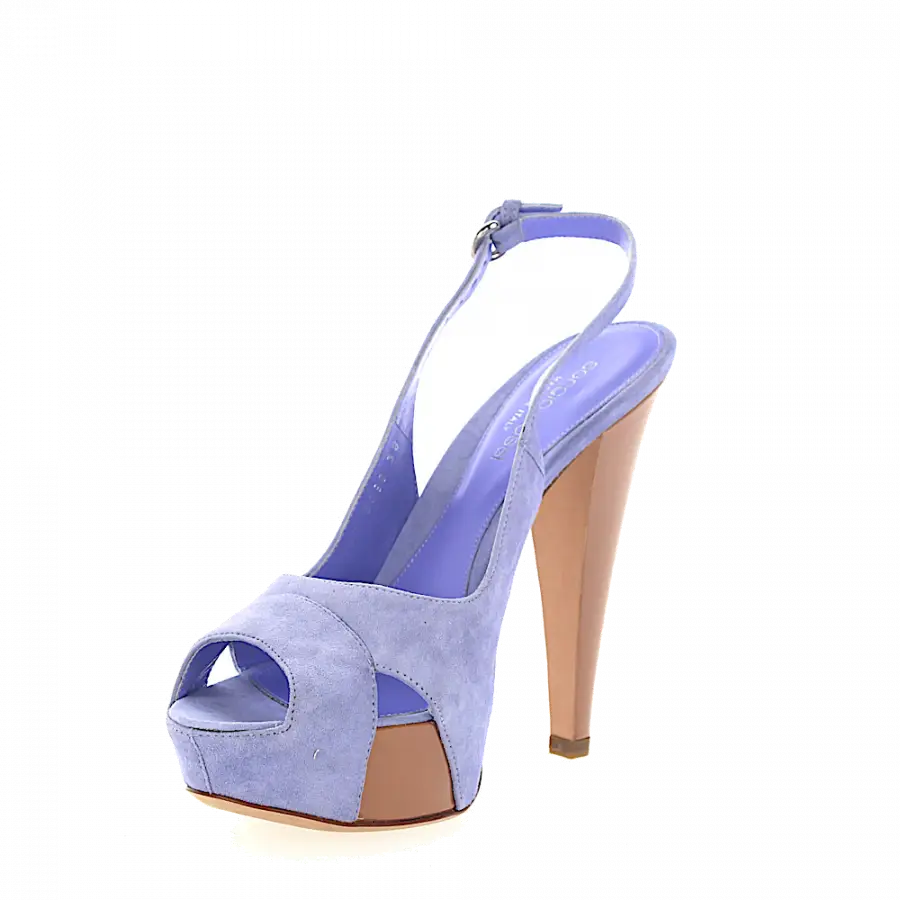 Sergio Rossi - Plateausandalen Veloursleder lila - lila
