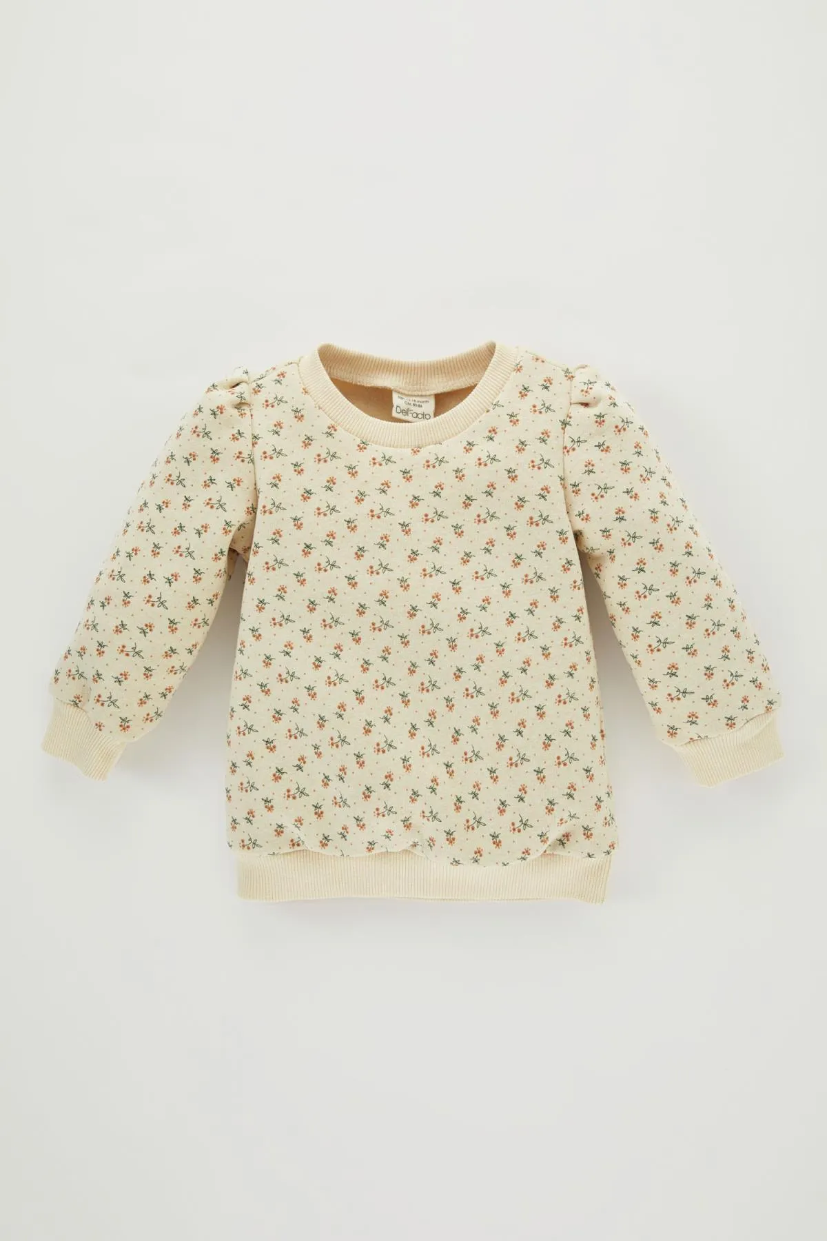 DeFacto  Dickes Sweatshirt mit Rundhalsausschnitt und Blumenmuster für Babys und Mädchen