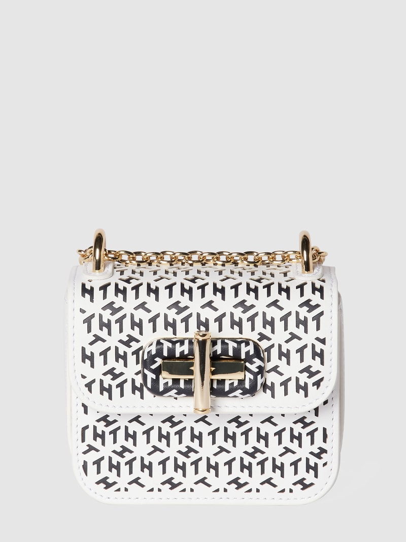 Micro Bag mit Allover-Label in weiß