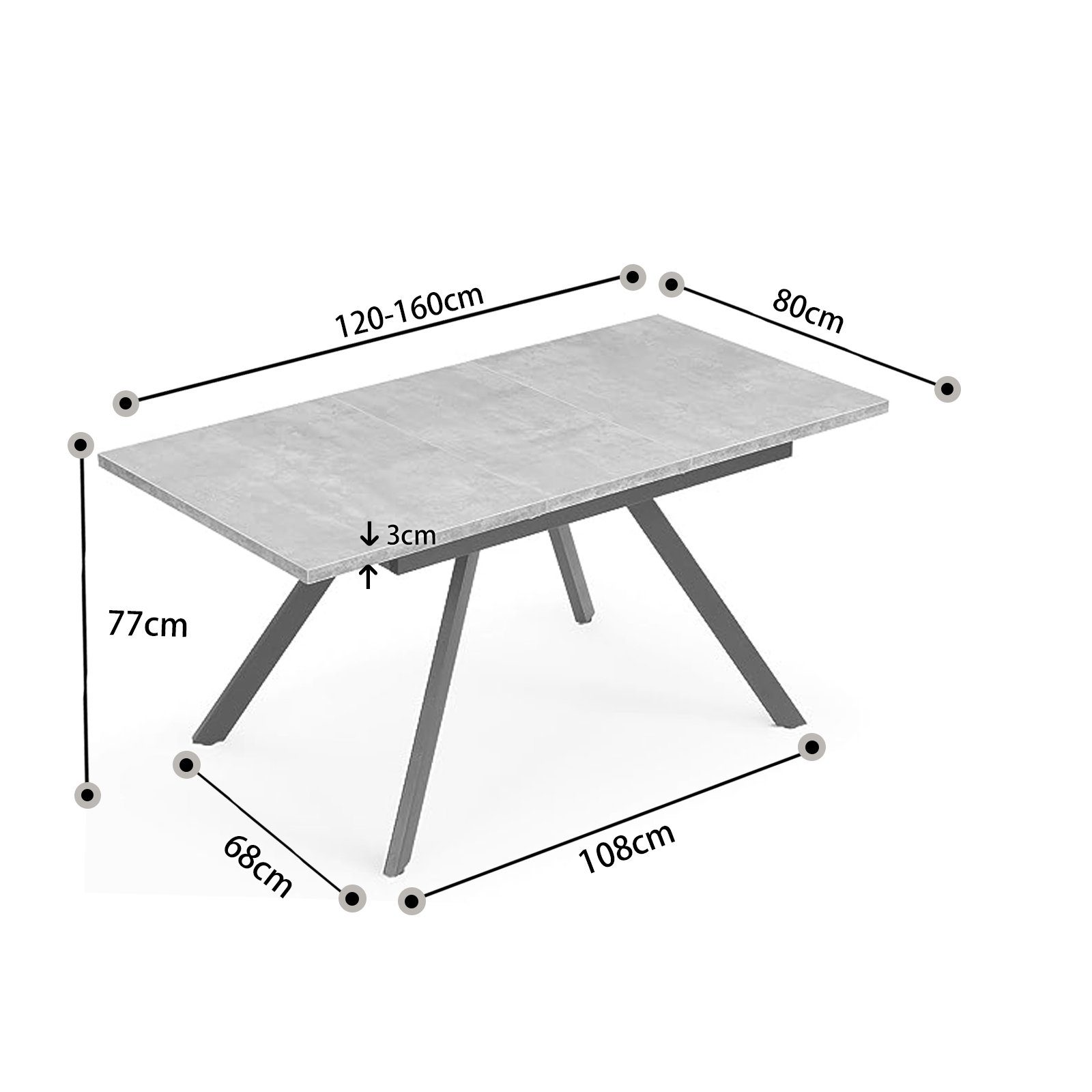 B&D home Esstisch Esstisch EDDA, ausziehbar, 120-160cm