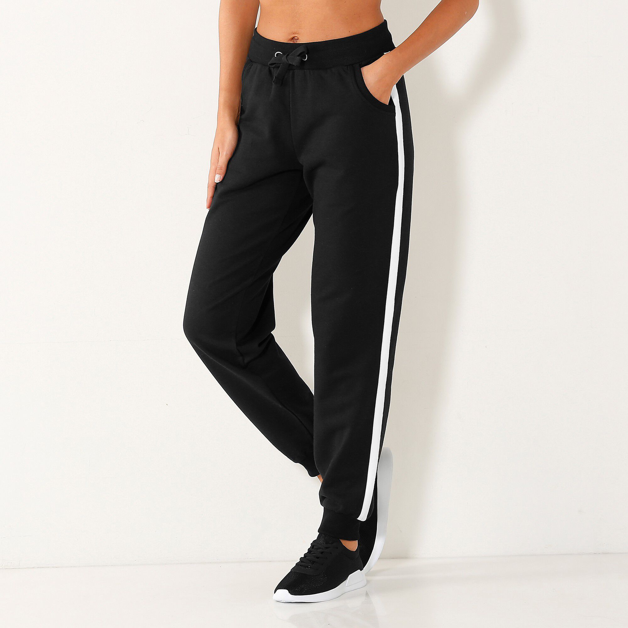 Pantalon jogging molleton bicolore
