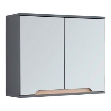 en.casa Spiegelschrank Gescher Badezimmerschrank 50x60x20 cm Grau / Holzfarben
