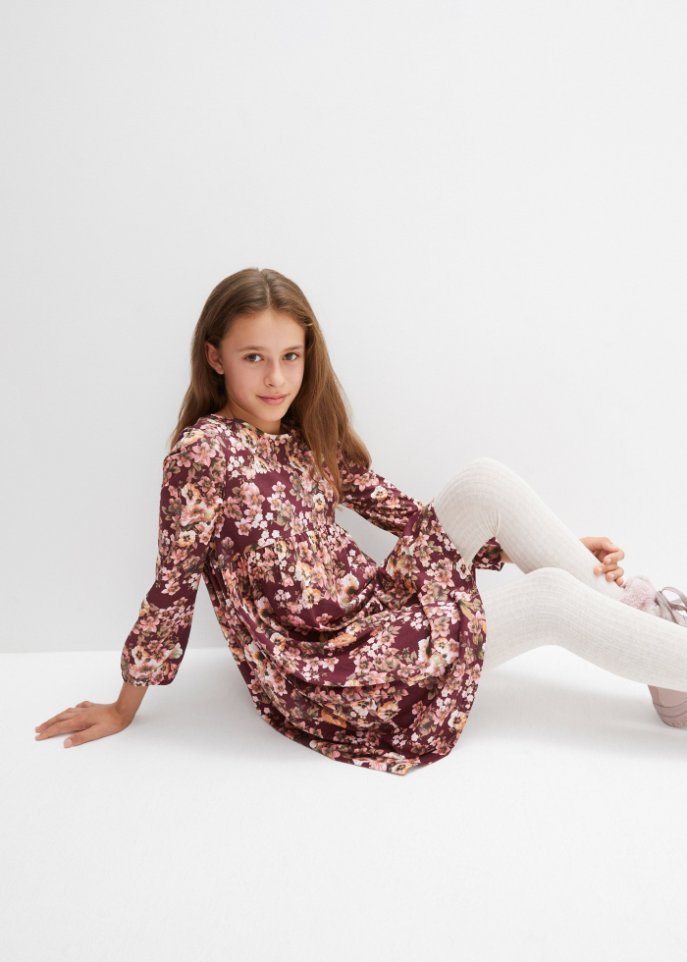 Mädchen Jerseykleid mit Blumendruck (2er Pack)