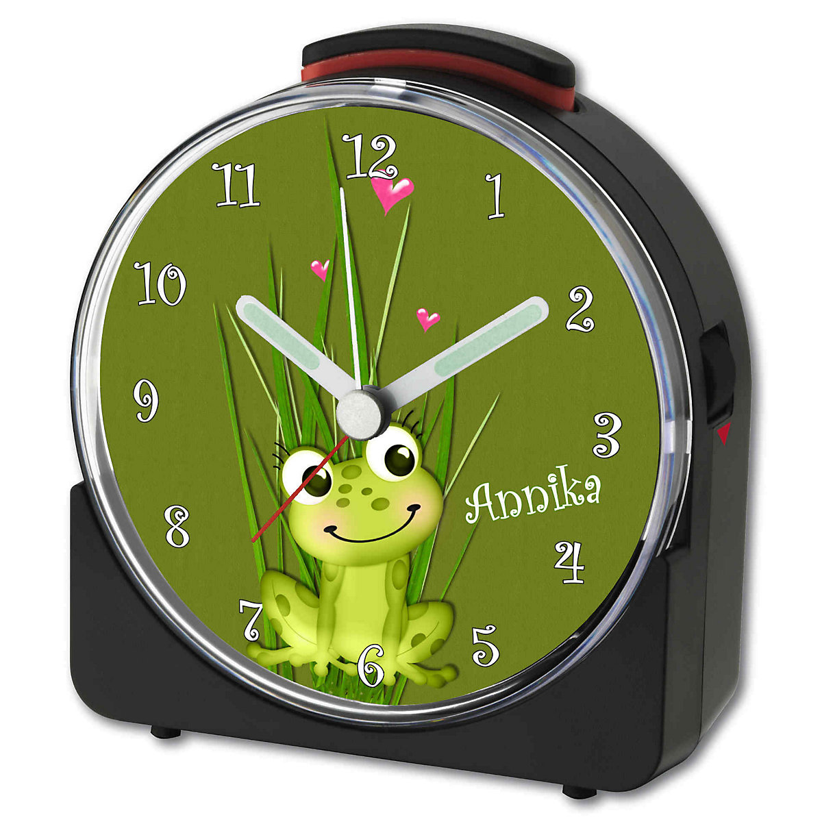 Kinder Funkwecker weiß personalisiert mit Namen Frosch